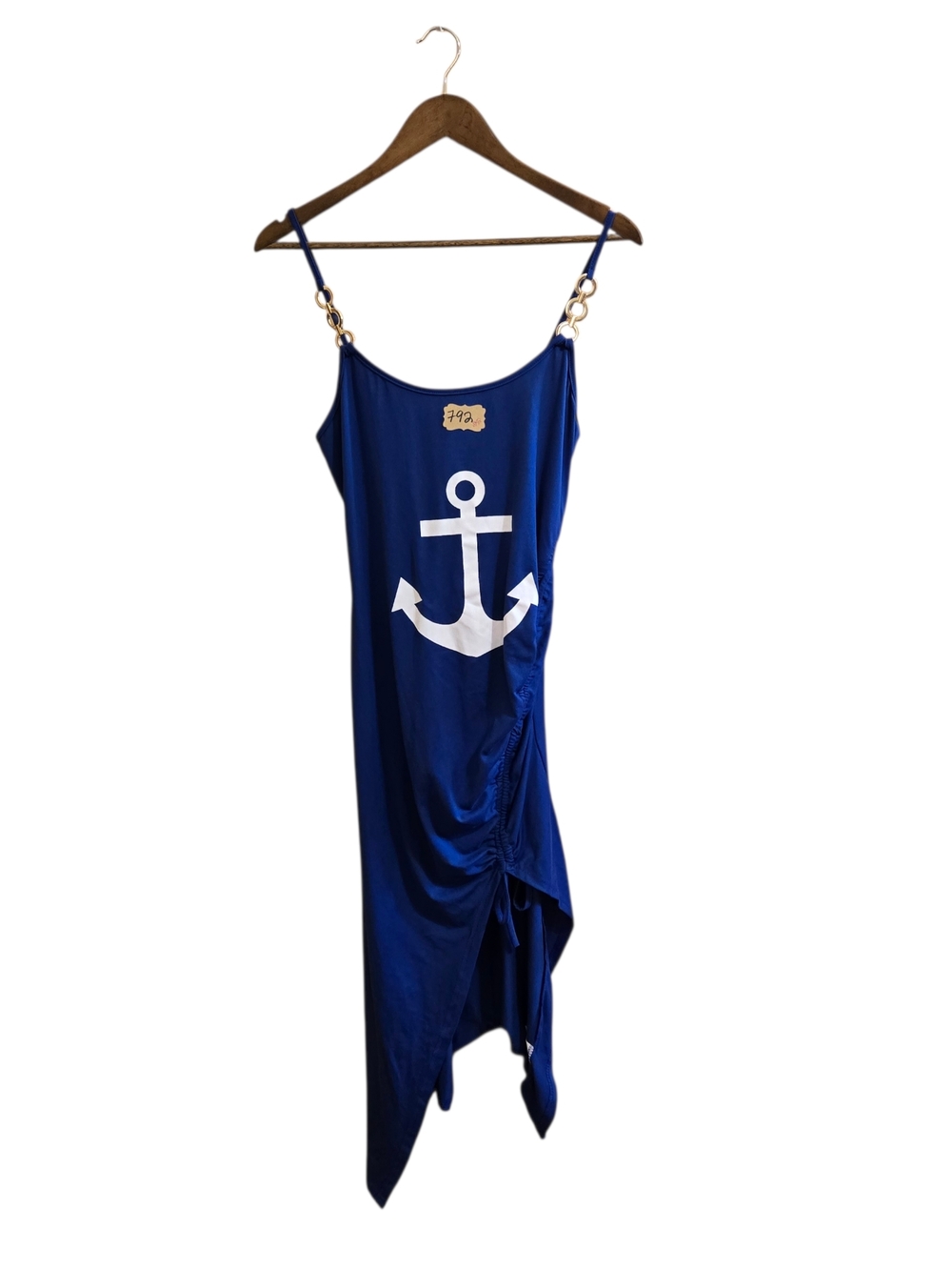 Unbranded Women's Cover Up Size LG Blue Anchor Print Beach Pool Resort Wear